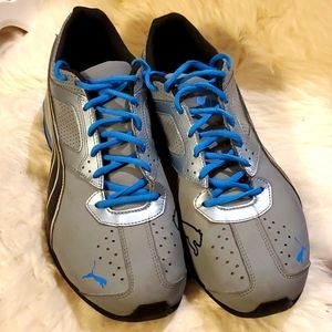PUMA Tazon 5 Men's Blue/Gray Laced Running Shoes - Size 10 1/2